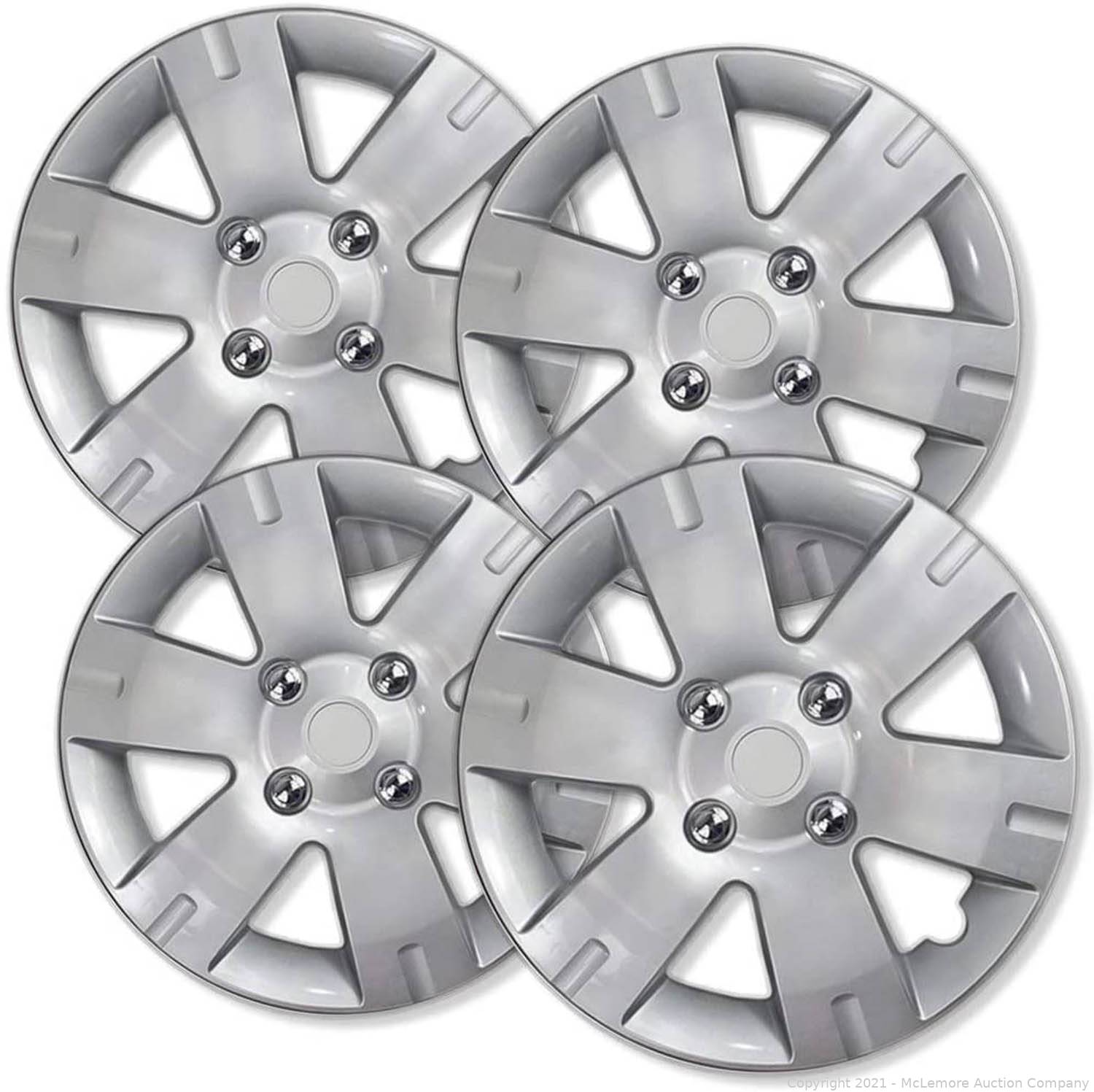 Wheel Covers 15in Hub Caps Silver Rim Cover - Car Accessories for 15 inch Wheels - Snap On Hubcap, Auto Tire Replacement Exterior Cap 15 inch Hubcaps Best for 2007-2012 Nissan Sentra Set of 4 