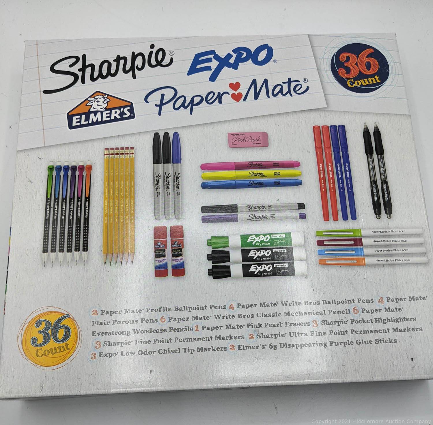 40 Count Sharpie Expo Elmer's Paper Mate School Glue Profile Pens