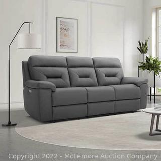 Lawton Fabric Power Reclining Sofa with Power Headrests - Gray - Two Power Recliners, USB Ports - New Store Display - $1299 at Costco - SEE LINK (New)
