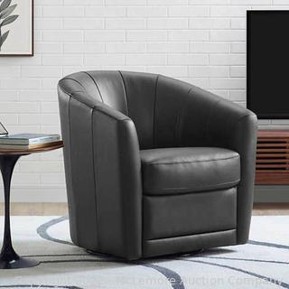 Natuzzigroup Top Grain Leather - Cora Leather Swivel Chair - Black - High Density Cushion - NEW IN BOX - $649 - SEE LINK (New)