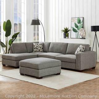 Maycen Fabric Chaise Sectional - Gray - Solid Wood Feet in Espresso Finish - Shows Use / Store Display - SEE PIX - $1499 - SEE LINK (See Description)
