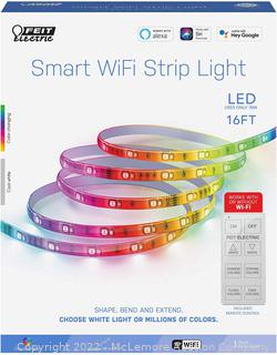 Feit Smart WiFi Strip Light - Millions of colors! - Electric TAPE192/RGBW/AG 10-Watt WiFi Dimmable, No Hub Required, Alexa or Google Assistant RGBW Multi-Color LED Smart Strip Tape Light, 16' x 0.4" - NEW