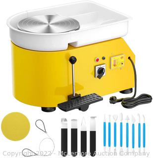 SKYTOU Pottery Wheel Pottery Forming Machine 25CM 350W Electric Pottery Wheel with Foot Pedal DIY Clay Tool Ceramic Machine Work Clay Art Craft (Yellow) Parts Unverified