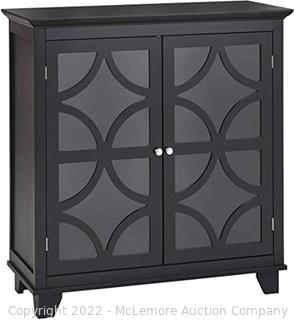 Target Marketing Systems Sydney Accent Storage Cabinet with Trellis Overlay Glass Doors and 2 Shelves. Black