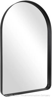 DOHEEM Wall Mirror for Bathroom - Rounded Corner Mirror Black Metal Frame 22" X 30" Hangs Horizontal Or Vertical