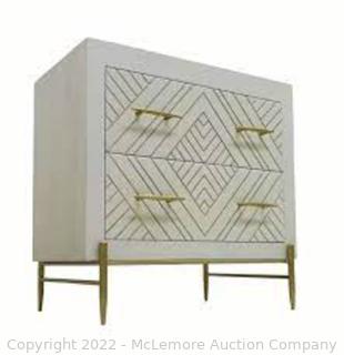 Victor Nightstand 28x16 white and gold handles