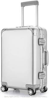 Aluminum Alloy Luggage Hard Shell Carry-ons Zipperless Hard Suitcase with Spinner Wheels, TAS Locks - 20 inch Silver
