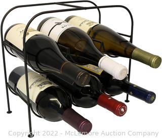 Marabel 6 Bottle Metal Wine Rack for Tabletop or Countertop by KitchenEdge, Free Standing, Black, Wrought Iron(NEW IN BOX)