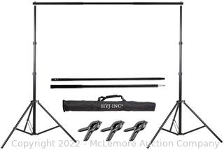 HYJ-INC Photo Video Studio 10 Ft Adjustable Background Stand Backdrop Support System Kit with Photography Background Holder Carry Bag(NEW IN BOX)