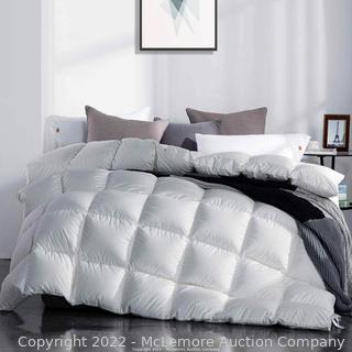 SNOWMAN White Goose Down Comforter Full/Queen Size 100% Cotton Shell Down Proof-Solid White Hypo-allergenic