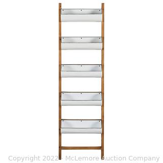 Stone & Beam Rustic Ladder Display Rack Storage Shelf - 63 Inches, White and Natural Wood