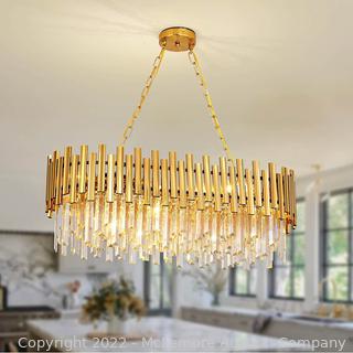 Modern Crystal Chandelier Light, Gold Pendant Light, Hanging Light Fixtures, Ceiling Light Fixtures for Dining Room Living Room Bedroom Variable Light
