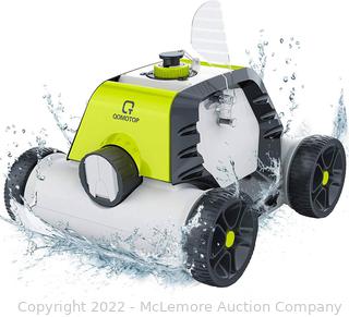 QOMOTOP Automatic Robotic Pool Cleaner with 5000mAh Rechargeable Built-in Battery, Up to 90 Mins Running Cycle, Ideal for Flat Bottom Above Ground/In-Ground Swimming Pools