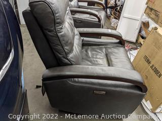 Top Grain Leather Power Recliner - Gray - Modern and Stylish design - Power Reclining and Power Headrest, 1 USB Port, Leggett and Platt Reclining Mechanism - 32.3?L x 38.6?W x 41.7? H - Store Display - Off color mark on seat and Slight Handling marks SEE PIX - $499 - SEE LINK (See Description)