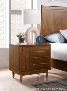 Marina Del Ray Power Nightstand - Hardwood solids, walnut veneers - Two storage drawers with Blum premium soft-close glides - 2 outlets and 2 USB ports mounted on the back - See Link! - NOTE: Link leads to the complete collection, we are selling only the nightstand (New)