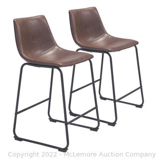2 PACK! Smart Bar Chair Vintage Espresso - Sculpted Design for Comfort - Slim Profile Metal Base - $126 on Amazon - See Link! -  (New)