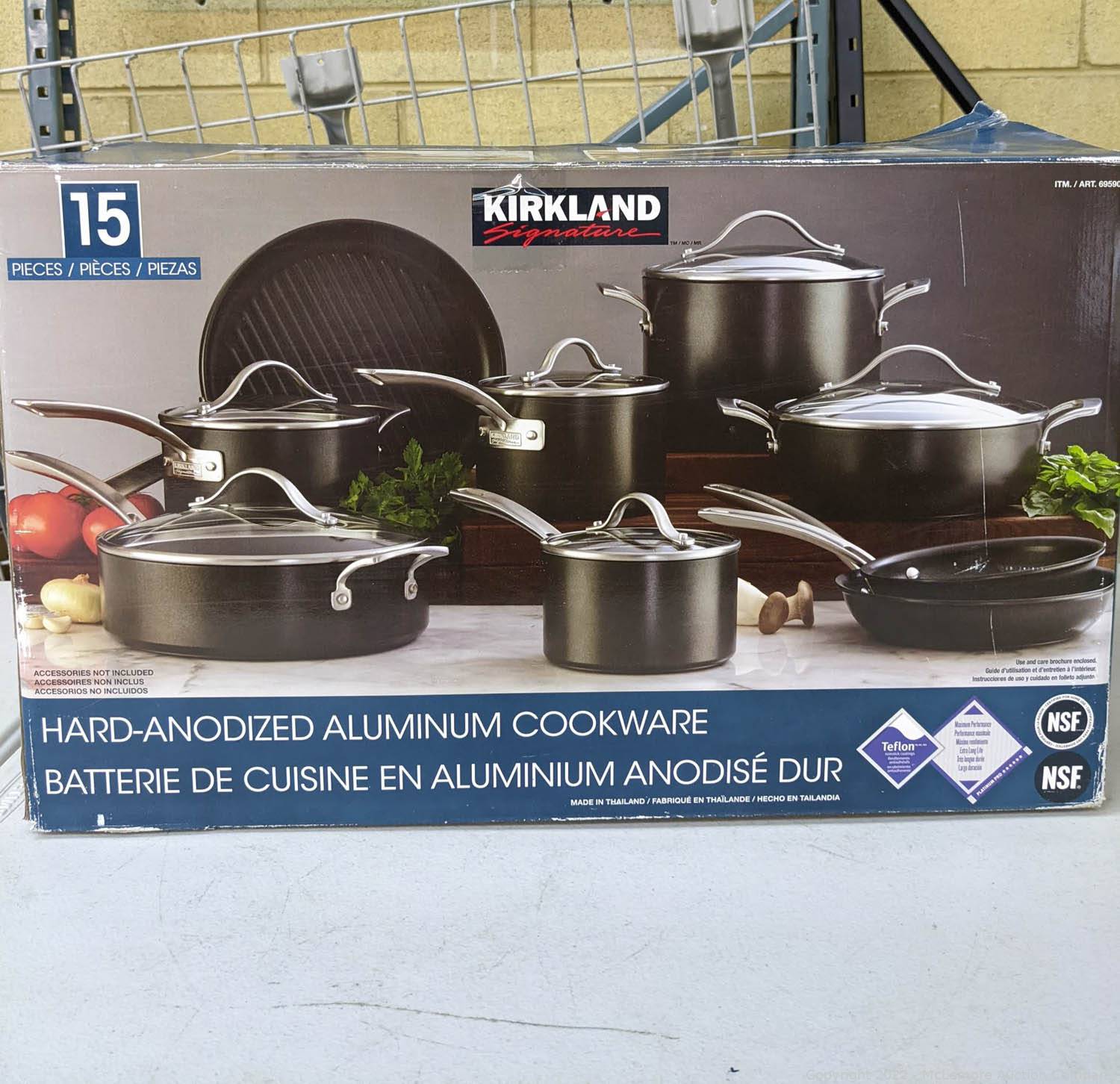 Kirkland Signature 15-Piece Hard Anodized Cookware Set for sale online 