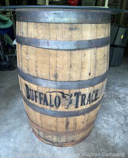 Authentic Buffalo Trace Bourbon Barrel Bar Height Table with Glass Top