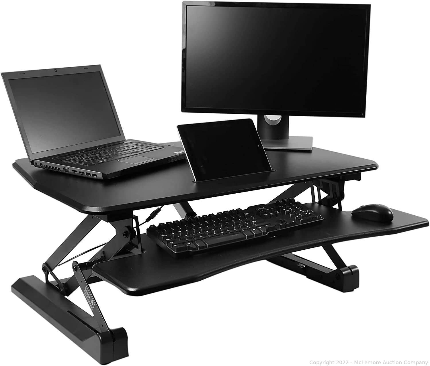 Seville Classics AIRLIFT 33 Electric Height Adjustable Standing Desk Converter Workstation with 2.1A USB Charger Ergonomic Motorized Dual Monitor Riser Black 