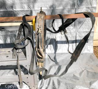 Horse Harness Parts with Gig Saddle, 2 Breast Straps with Trace Lines