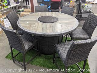 AGIO ST. LOUIS 7-PC HIGH DINING SET W/FIRE TABLE - Store Display - Like New - Light wear from Store display - Excellent Condition - Fire Table 7 piece Patio Set! - $1499 - SEE LINK (New - Open Box)
