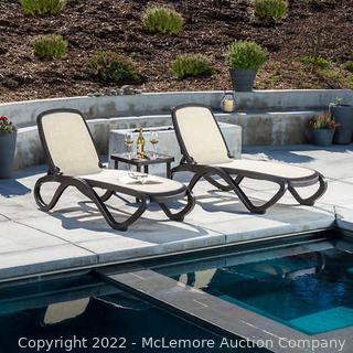 Omega 2-piece Commercial Chaise Lounge Set - Includes 2 Chaise Lounge Chairs - Commercially Rated - Multi-Position - Stacking - New - Store Display - 2 chairs only - no table - MADE IN ITALY - HIGH END - $649