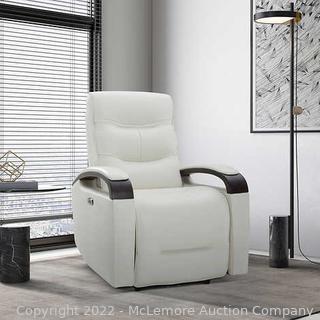 Canmore Top-Grain Leather Power Recliner with Power Headrest by Gilman Creek Furniture - Cream - Power Recliner and Power Headrest, USB Port -New - Store Display - $699 - SEE LINK (New)