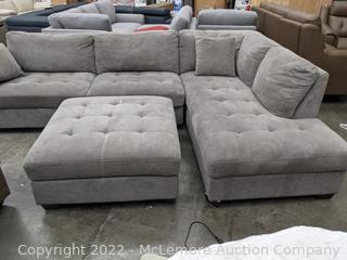Thomasville Miles 3pc Fabric Sectional with Ottoman - New Store Display - Note - small signs of use, and small tear going down seam ( 1inch) ( easy sew) - $1099 - SEE LINK (See Description)