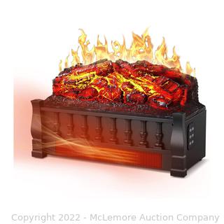 R.W.FLAME Electric Fireplace Log Set Heater 20IN, Remote Control, Flame Brightness Adjustable,Realistic Ember Bed