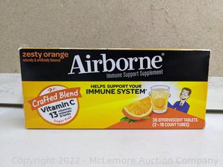 Airborne Vitamin C 1000mg (per serving) - Zesty Orange Effervescent Tablets (36 count in a box) (New)