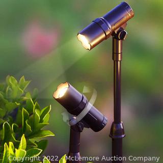 SmartYard Solar LED Spotlight, 2-pack - 65 Lumens per Light - Oil-Rubbed Bronze Finish - Up to 8 Hours of Nightly Run Time - See Link! -  (New)