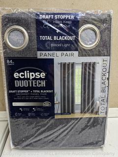 Eclipse Duotech Maddox Charcoal- Total Blackout Curtains 2PK (New)