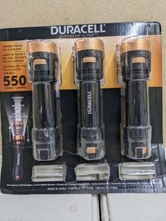 Duracell Durabeam Ultra LED Flashlight, 550 Lumens, 3-count - MISSING BATTERIES (See Description)