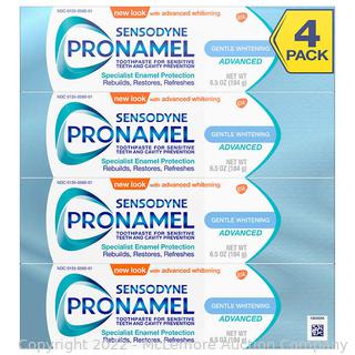 SENSODYNE Pronamel Gentle Whitening Advanced Toothpaste 6.5 oz, 4-pack (New - Open Box)