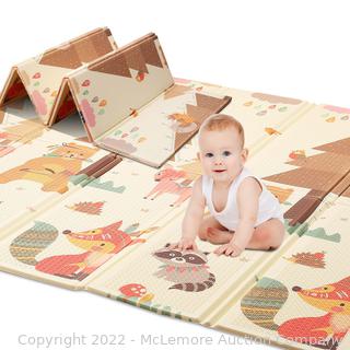 78" X 70" X 0.6" Baby Play Mat Floor Mat Foam Playmat, Non-Toxic Large Foldable Waterproof Crawling Mat for Kids, Toddlers and Infants