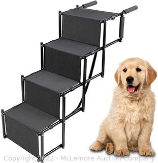 Bounabay Folding ramp for pets stairs, 4 steps for medium and large dogs, portable, adjustable metal frame, folding ramp, heavy loads