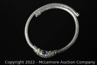Samuel Benham BJC Handmade Silver and 18k Gold Necklace with Gemstones