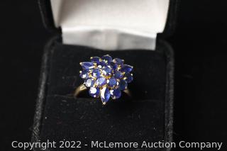 14k Gold Ring with 16 Sapphires Size 7.5