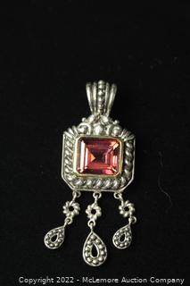 Rare Natural Pink Topaz in Gold and Silver Pendant Setting