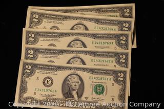 Set of 10 Uncirculated $2 Bills