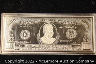 $1000 Silver Proof - 1 Oz .999 Fine Silver
