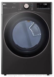 LG 7.4 cu. ft. DLEX4000B Ultra Large Capacity Smart wi-fi Enabled Front Load Electric Dryer with TurboSteam and Built-In Intelligence - Black Steel  MSRP $899   APPEARS NEW IN BOX SMALL COSMETIC DENTS ON BOTTOM CORNERS