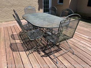 Iron Patio Table with Six Chairs