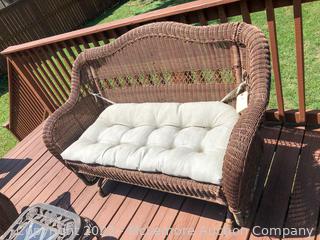 Wicker Patio Glider Bench with Cushion