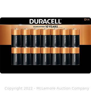 Duracell D Alkaline Batteries 14-count - Missing Packaging and 2 Batteries - See Photos (New - Open Box)
