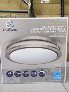 Energetic Lighting 14" LED Flush Mount - Patented Flex-Hinge Design - Brushed Nickel Finish with Contemporary Styling - Dimmable - See Link! - Missing Box  (New - Open Box)