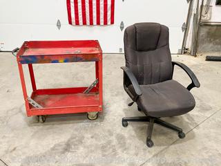 Office Chair & Metal Cart on Casters