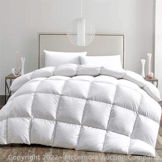 HOMBYS King Size Fluffy Feather and Down Comforter, 106x90 Inches White All Season Duvet Insert, 100% Cotton Cover Down Proof Bedding Comforter with 8 Corner Tabs, 65oz Fill Weight