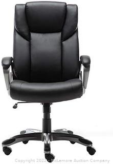 Amazon Basics High-Back Bonded Leather Executive Office Computer Desk Chair - Black (6ft) New. Box damage
Msrp $110