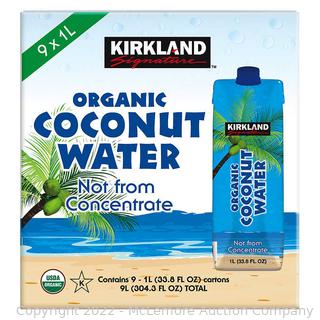 Kirkland Signature Organic Coconut Water, 1 Liter, 9 ct (New)